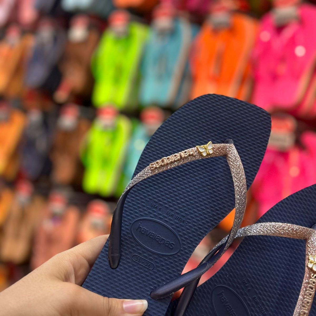 Havaianas Slim Square Glitter + Pingente Borboleta