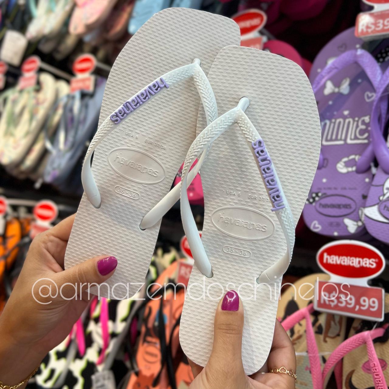 Havaianas Slim Square (Branco) + Placa Logo