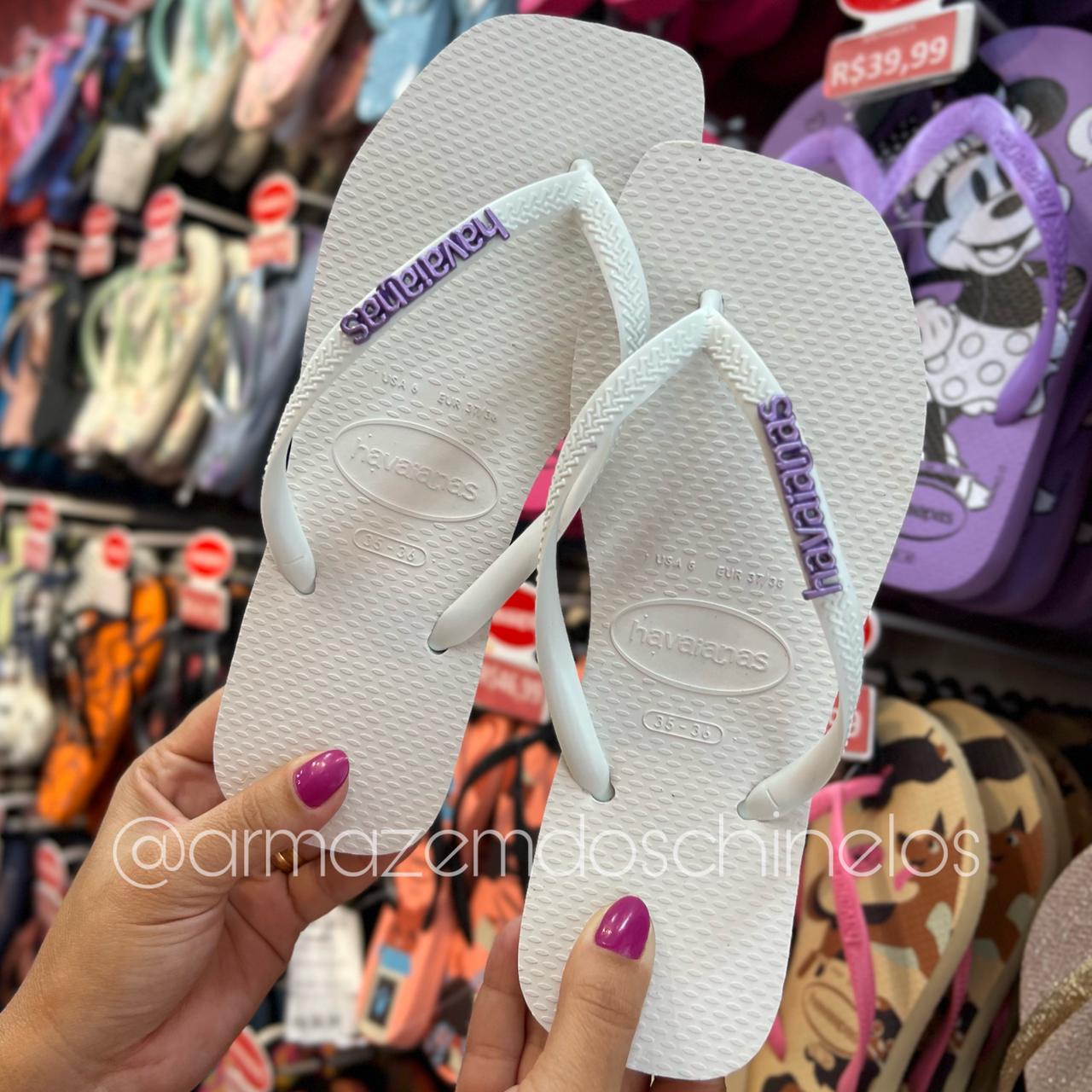 Havaianas Slim Square (Branco) + Placa Logo