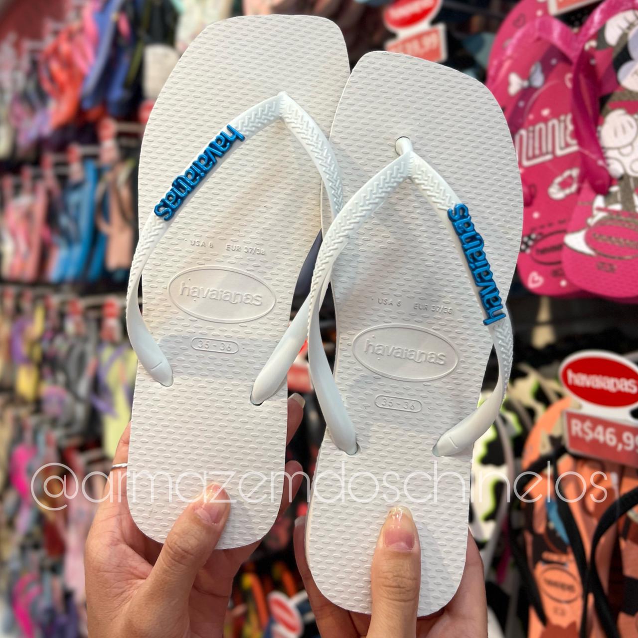 Havaianas Slim Square (Branco) + Placa Logo