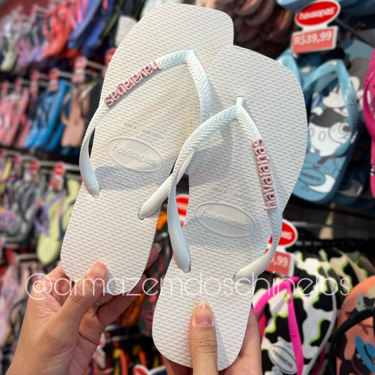 Havaianas Slim Square (Branco) + Placa Logo