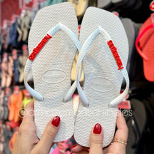 Havaianas Slim Square (Branco) + Placa Logo