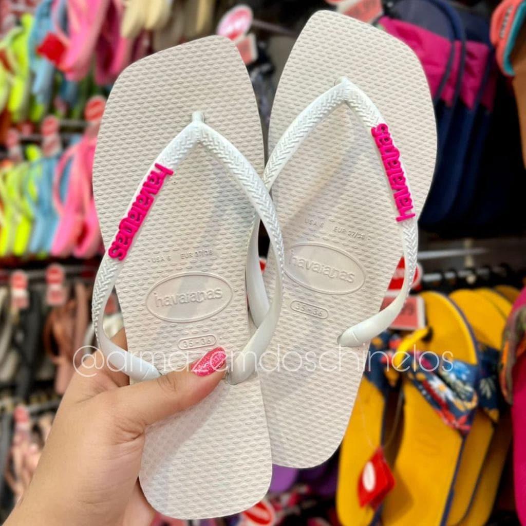 Havaianas Slim Square (Branco) + Placa Logo