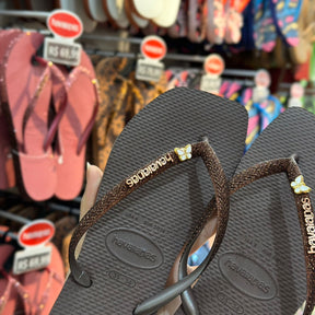 Havaianas Slim Square Glitter + Pingente Borboleta