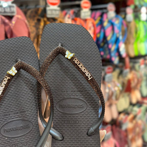 Havaianas Slim Square Glitter + Pingente Borboleta