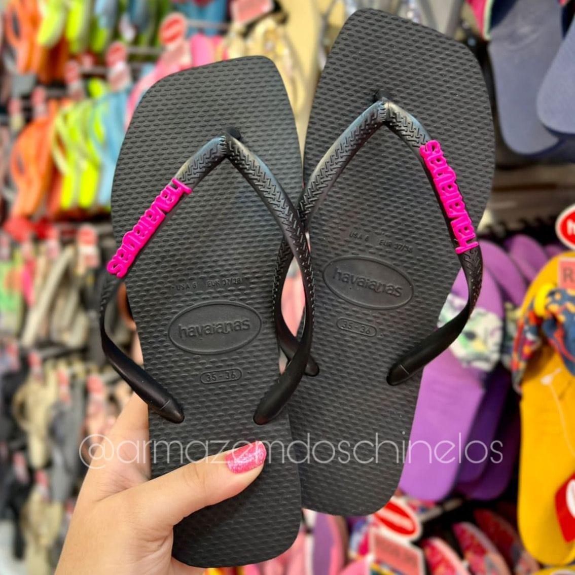 Havaianas Slim Square (Preto) + Placa Logo