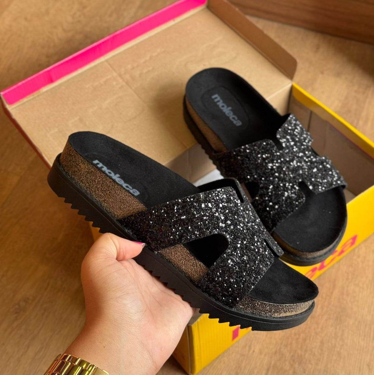 Sandália Moleca Tamanco Plataforma Maxxi Glitter 5500.100