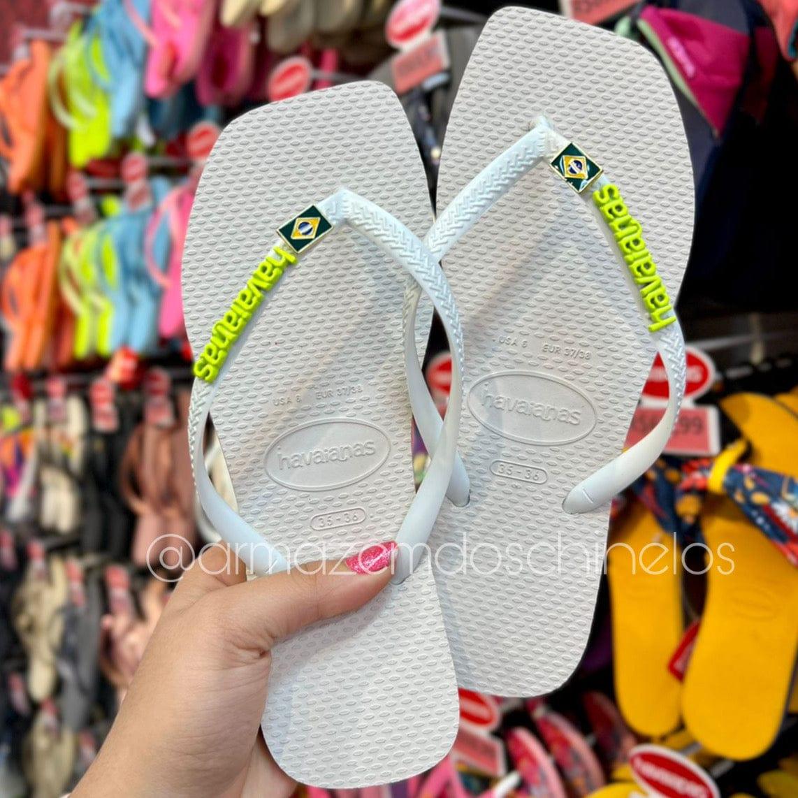 Havaianas Slim Square + Pingente do Brasil e Placa Verde